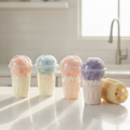 4ct Soap Gift Pack with Loofah in clear cups, spa background